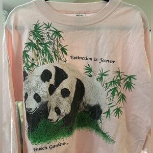 Vintage Busch Gardens Panda Bears Extinction is Forever Pink Graphic 1987 USA